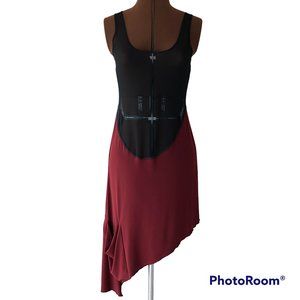 Sympli Black and Burgandy Sleeveless Dress/Tunic